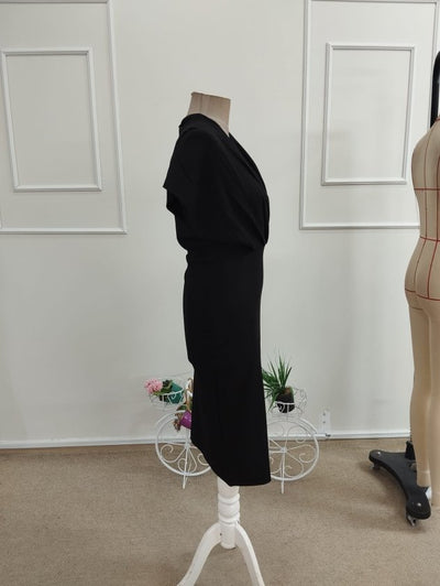 Rochie crepon scurtă wrap, fără curea, 37517
