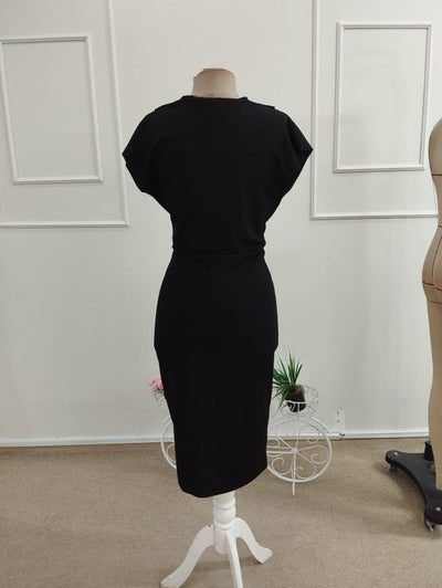 Rochie crepon scurtă wrap, fără curea, 37517