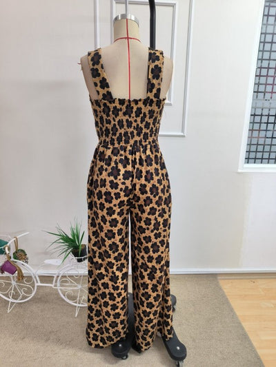 Salopetă din Satin de Bumbac, Femeie, Cureluțe, Gât Pătrat, Model Geometric, Fără Curea, Lungime Lungă, 36804