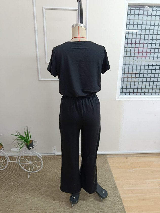 Set din doi piese pentru femei, bluză și pantalon, din viscoză două fire, guler rotund, 35858