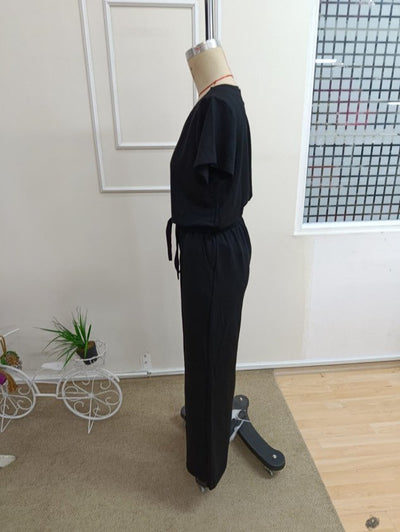 Set din doi piese pentru femei, bluză și pantalon, din viscoză două fire, guler rotund, 35858