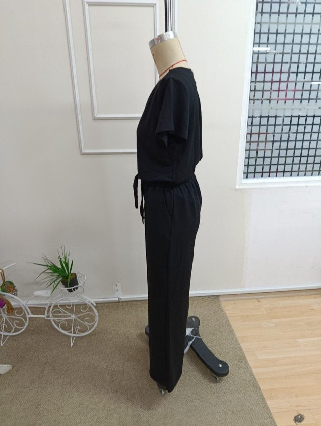 Set din doi piese pentru femei, bluză și pantalon, din viscoză două fire, guler rotund, 35858
