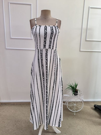 Rochie lungă din bumbac pentru femei, bretele, model cu tăieturi, 35923