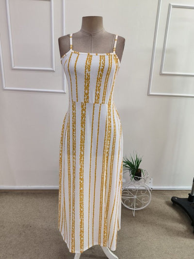 Rochie lungă din bumbac pentru femei, bretele, model cu tăieturi, 35925