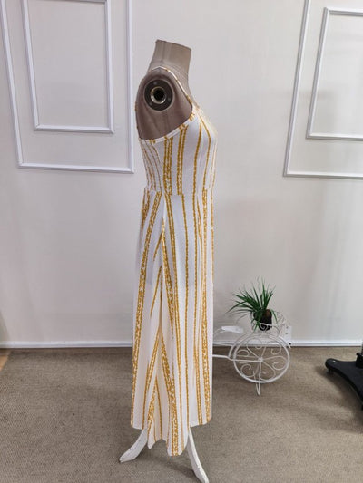 Rochie lungă din bumbac pentru femei, bretele, model cu tăieturi, 35925
