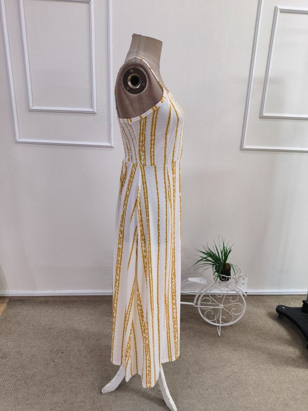 Rochie lungă din bumbac pentru femei, bretele, model cu tăieturi, 35925