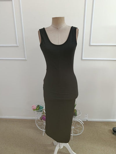 Rochie midi din ondulat pentru femei, bretele, guler rotund adânc, spate deschis, 35932