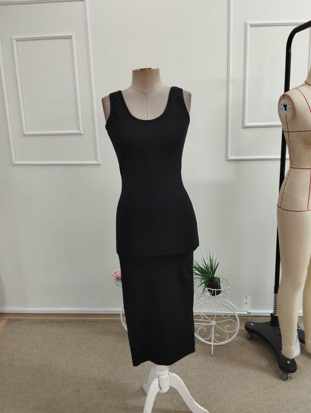 Rochie midi din ondulat pentru femei, bretele, guler rotund adânc, spate deschis, 35933