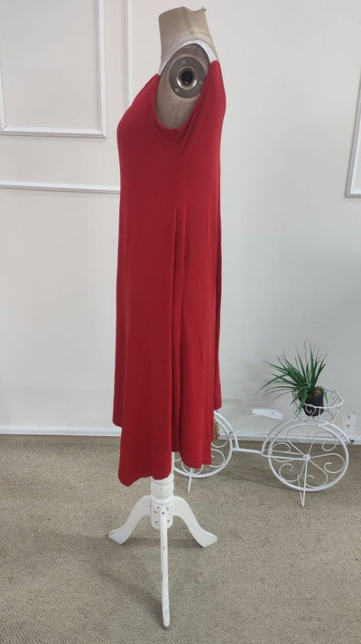 Rochie midi din viscoză pentru femei, bretele, guler rotund, detaliu croit asimetric, 35982