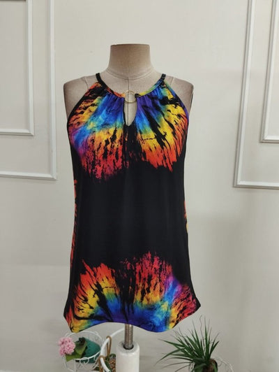 Bluză din bumbac pentru femei, mânecă lungă, detaliu inel la gât, model leopard, 36094