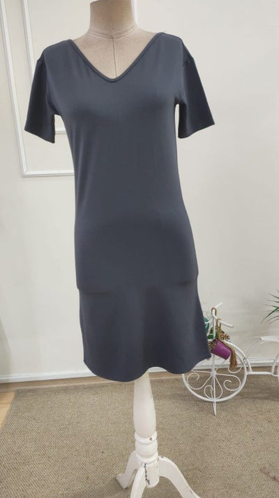Rochie din viscoză două fire pentru femei, mânecă scurtă, detaliu dantelă pe spate, scurtă, 36096