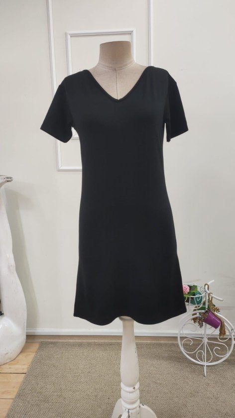 Rochie din viscoză două fire pentru femei, mânecă scurtă, detaliu dantelă pe spate, scurtă, 36097