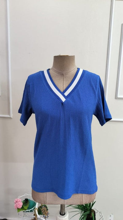 Bluza femininǎ din Bürümcük, cu mâneci scurte, guler V, 36150