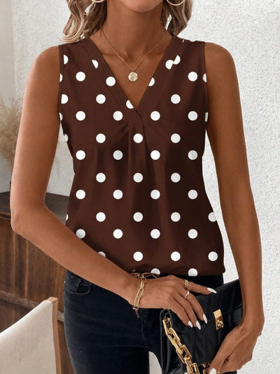 Bluza femininǎ din Super, cu bretele, guler V, cu model puncte, 36317