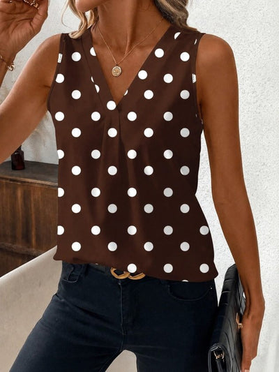 Bluza femininǎ din Super, cu bretele, guler V, cu model puncte, 36317