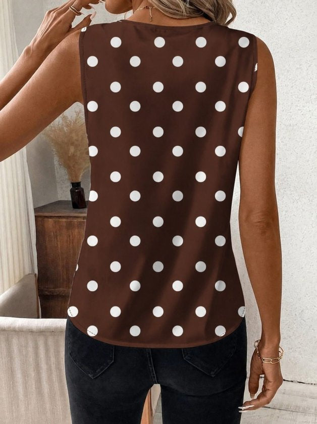 Bluza femininǎ din Super, cu bretele, guler V, cu model puncte, 36317