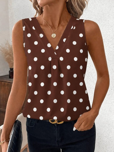 Bluza femininǎ din Super, cu bretele, guler V, cu model puncte, 36317