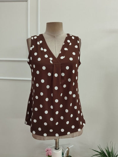Bluza femininǎ din Super, cu bretele, guler V, cu model puncte, 36317
