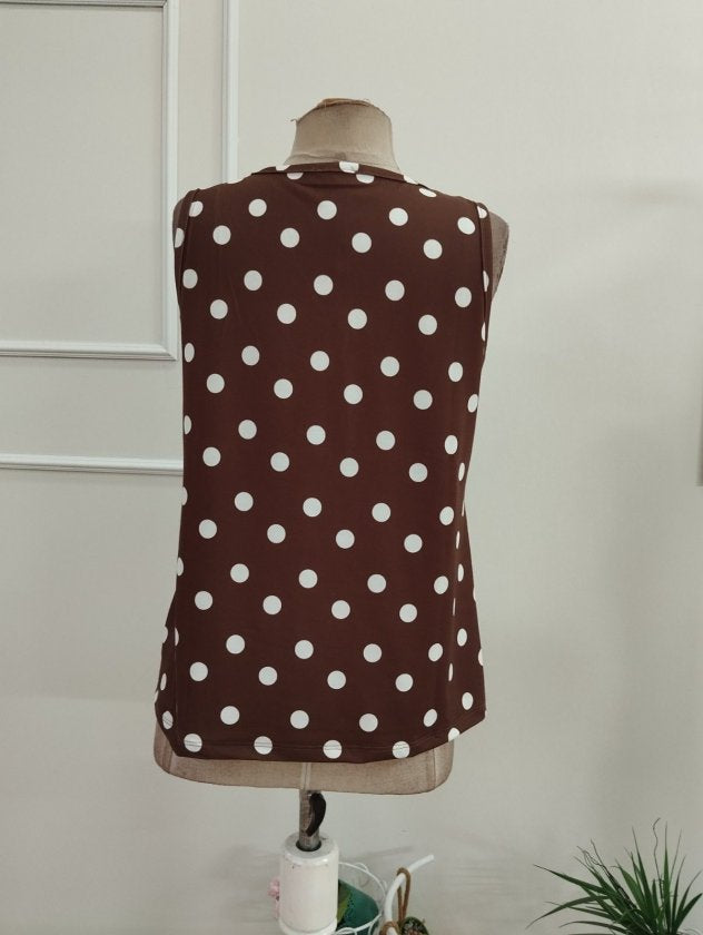 Bluza femininǎ din Super, cu bretele, guler V, cu model puncte, 36317