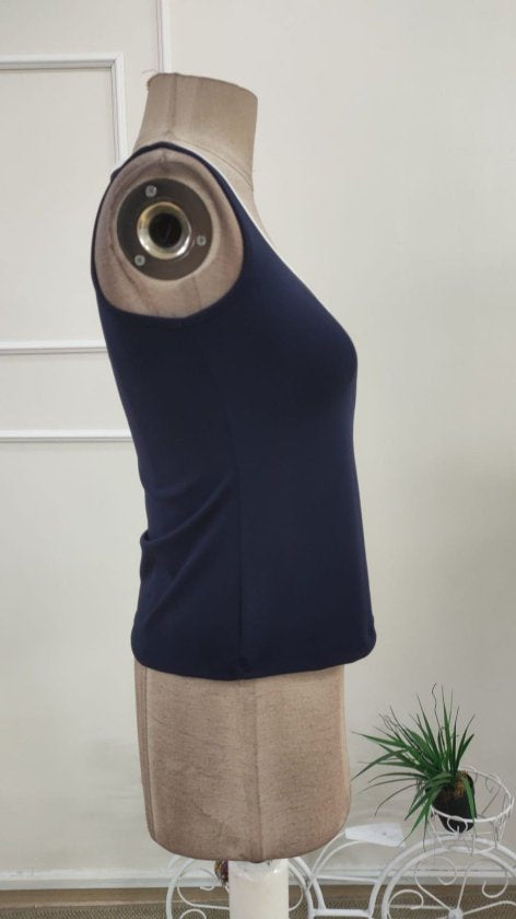 Bluza femininǎ din Neoprene, cu bretele, guler V în formă de inimă, 36324