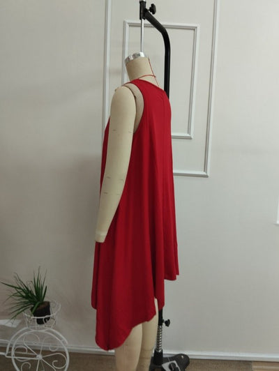 Rochie scurtă femininǎ din Vizcoză, cu bretele, guler V, decupaj asimetric, 36378