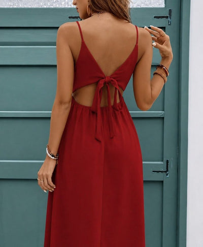 Rochie Midi Aerobină cu Spaghete, Gât Croisé, Fermoar, 36935