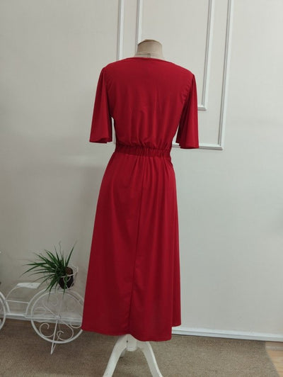 Rochie midi din Sandy cu mânecă scurtă, detalii sarmal pe față, cu deschizătură pe laturi, 36503