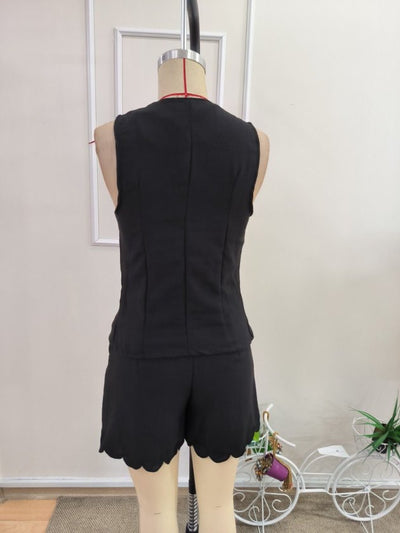 Kadın Askılı V Yakalı önden Düğmelı Bluz Ve Short Ikli Takım, 36545