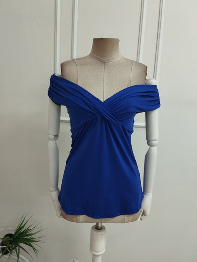 Bluza din Sandy cu guler Madonna, detalii cu drapaje, 36586