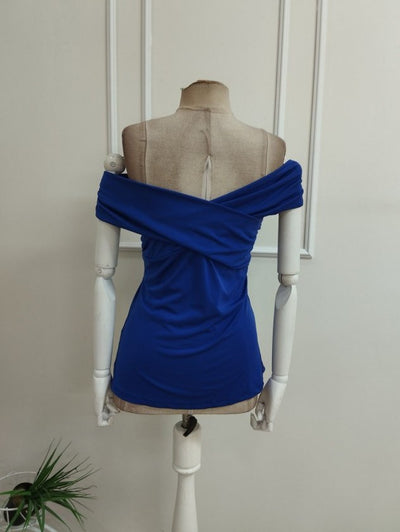 Bluza din Sandy cu guler Madonna, detalii cu drapaje, 36586