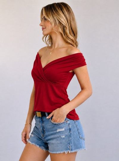 Bluza din Sandy cu guler Madonna, detalii cu drapaje, 36587