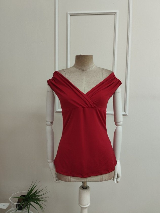 Bluza din Sandy cu guler Madonna, detalii cu drapaje, 36587
