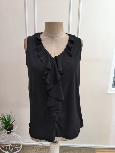 Bluz Sandy Fără Mâneci cu Guler cu Volane pentru Femei, 36649