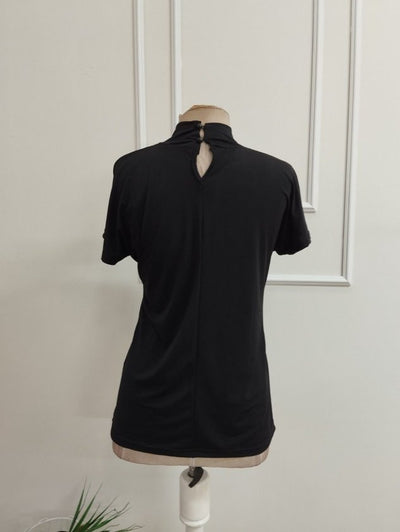 Bluza din Sandy cu mânecă scurtă, guler marinar, detaliu în formă de picătură, 36658