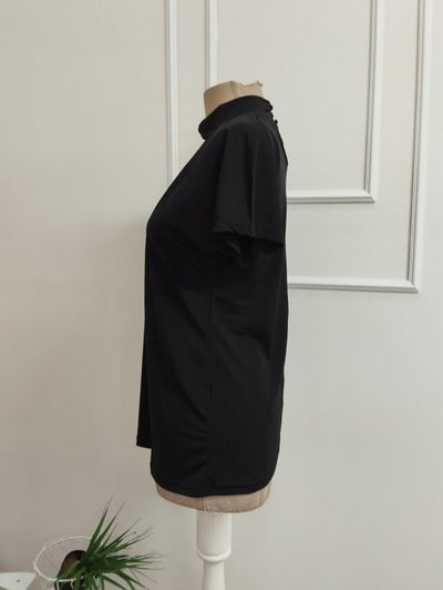 Bluza din Sandy cu mânecă scurtă, guler marinar, detaliu în formă de picătură, 36658