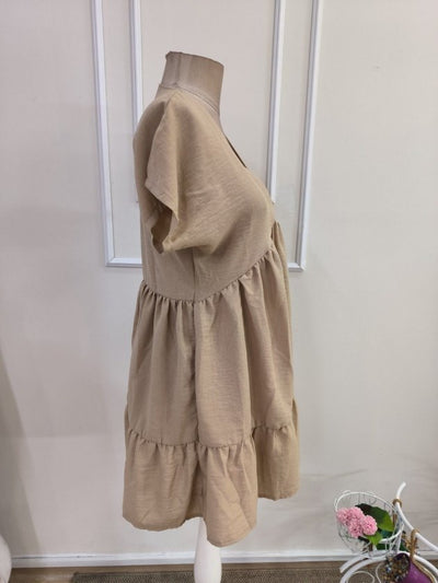Rochie scurtă cu volane, mânecă scurtă, de damă, decolteu în V, 36688