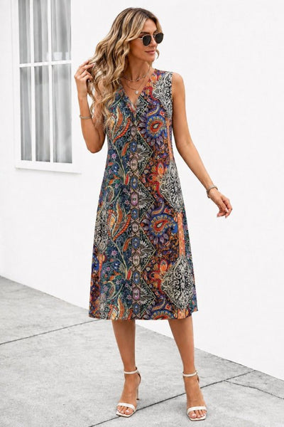 Rochie scurtă de damă, din suprafin tricot, fără mâneci, cu decolteu în V și model, 36695
