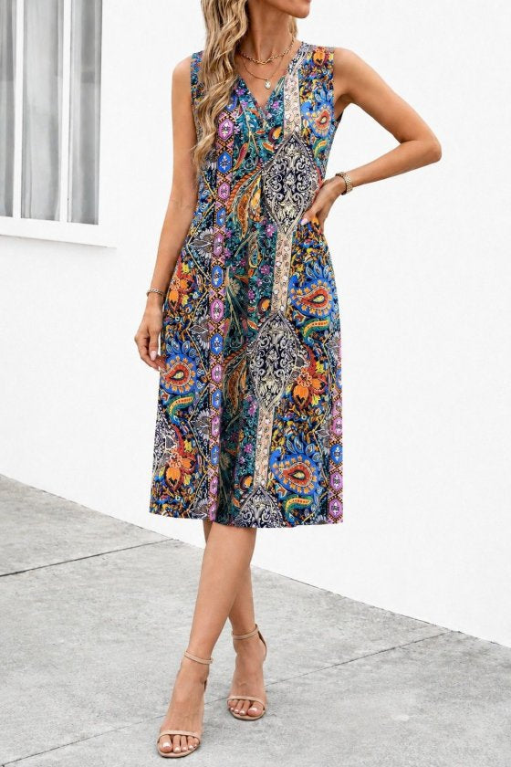 Rochie scurtă de damă, din suprafin tricot, fără mâneci, cu decolteu în V și model, 36695