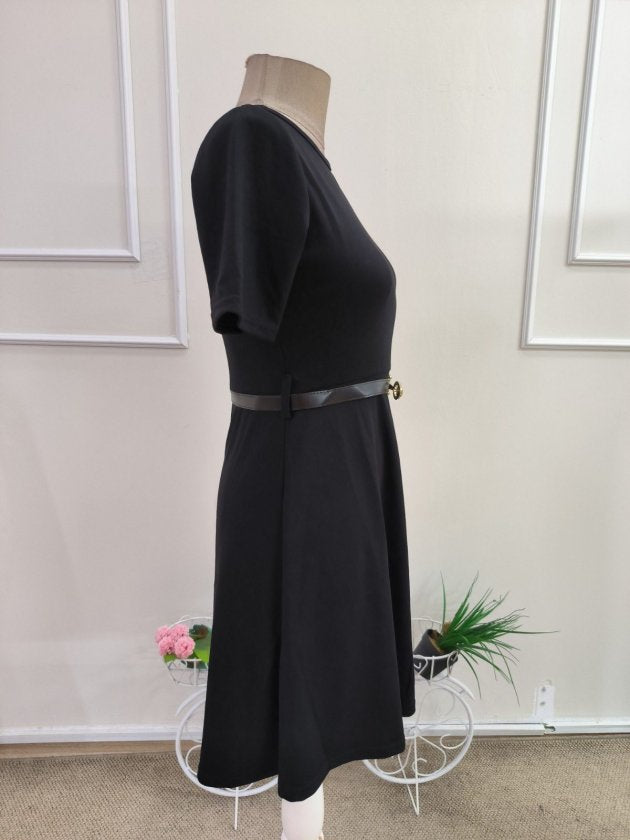 Rochie din Modal, Femeie, Mânecă Scurtă, Cu Centură la Talie, 36732