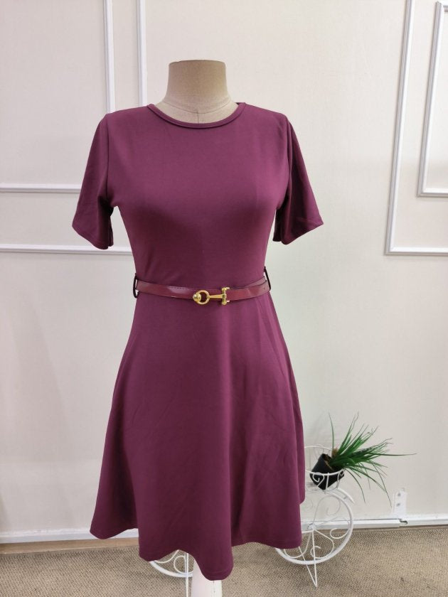 Rochie din Modal, Femeie, Mânecă Scurtă, Cu Centură la Talie, 36733