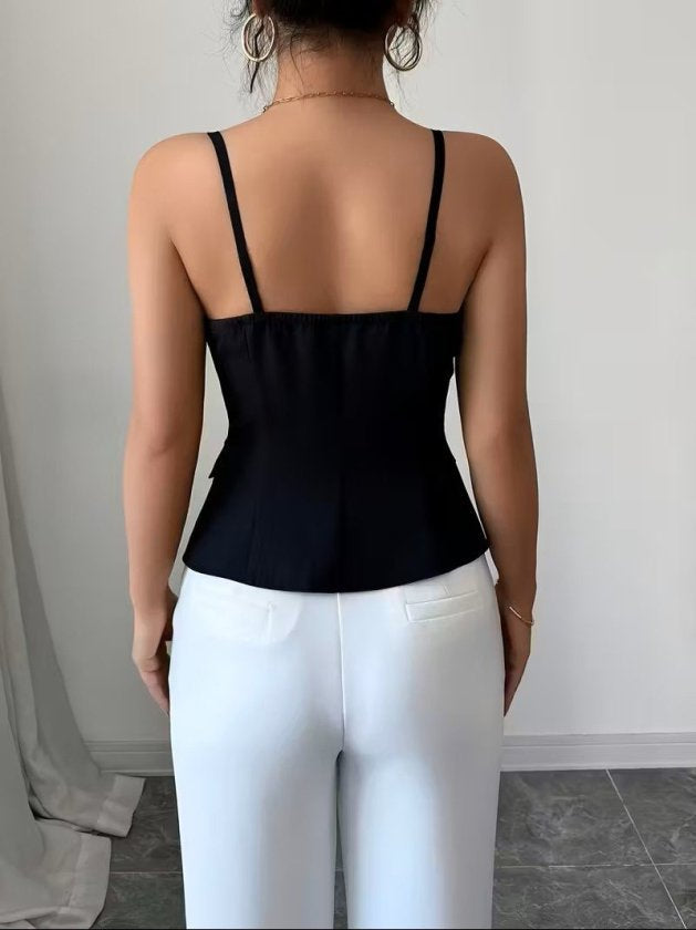 Kadın Askılı önü Düğmeli Atlas Bluz, 36792