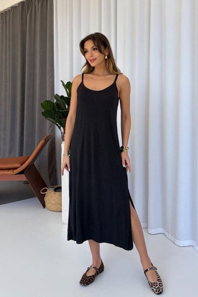 Rochie din Viscon, Femeie, Cureluțe, Tăieturi Laterale, 36825