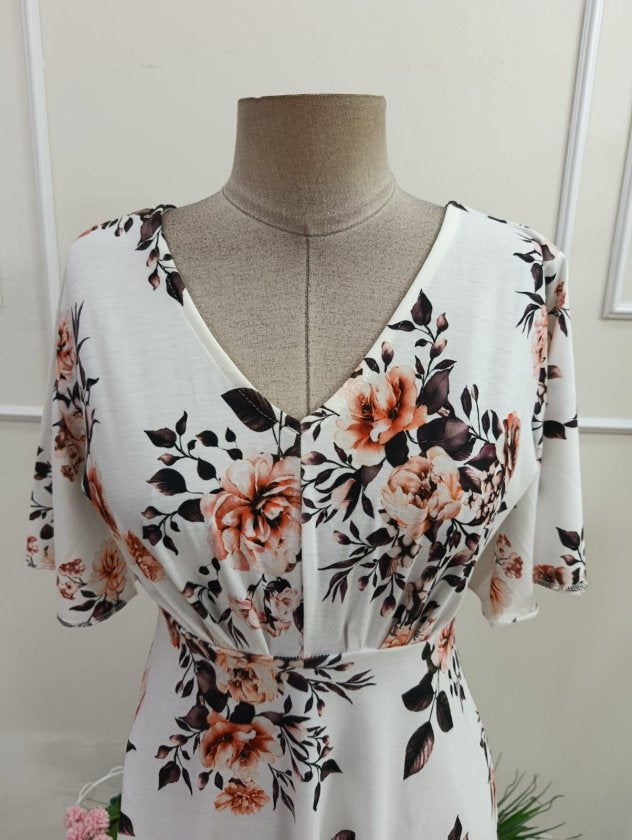 Rochie din Satin de Bumbac, Femeie, Mânecă Scurtă, Gât V, Model Geometric, Lungime Scurtă, 36856