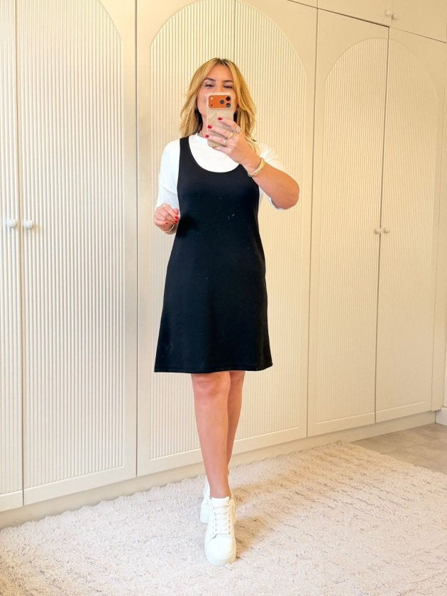 Rochie Modal Două Piese cu Mâneci Scurte și Spaghete Groase, 36896