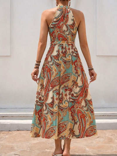 Rochie Suprem cu Flori, Deschisă pe Umeri, Gât Halter, Fermoar, 36951