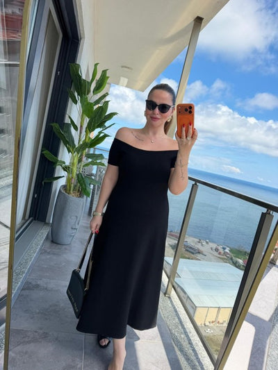 Rochie Modal Midi cu Gât Madonna, 36996