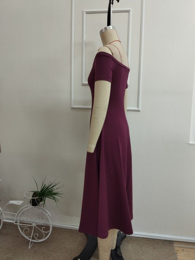 Rochie Modal Midi cu Gât Madonna, 36997