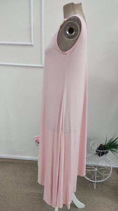Rochie Maxi Viscozë cu Spaghete, Gât V, Detaliu Inel, Tăiere Asimetrică, 37014