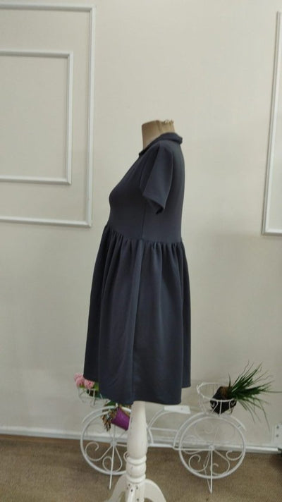 Rochie Scurtă, de Damă, din Viscoză, cu Mânecă Scurtă, Decolteu în V și Talie Elastică, Două Fire, 37038