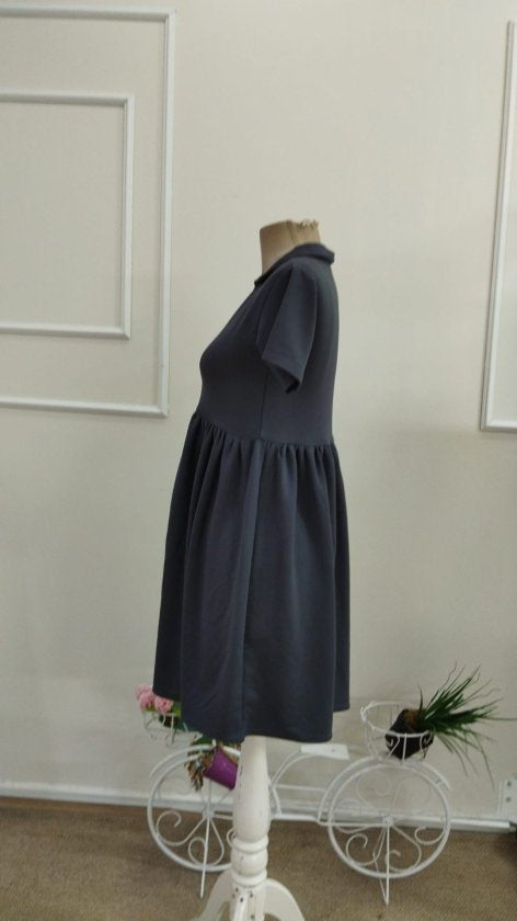 Rochie Scurtă, de Damă, din Viscoză, cu Mânecă Scurtă, Decolteu în V și Talie Elastică, Două Fire, 37038